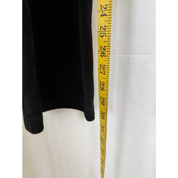 Nine West 100% Suede Leather Pants Size 10 Vintage Black High Waist Straight - Picture 8 of 9